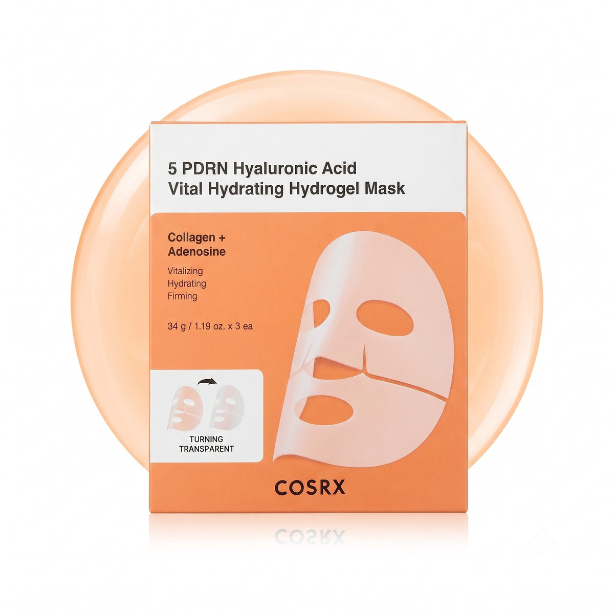 COSRX 5 PDRN Hyaluronic Acid Vital Hydrating ჰიდროგელის ნიღაბი 3 ცალი