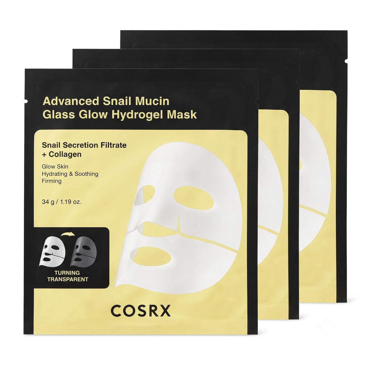COSRX Advanced Snail Mucin Glass Glow ნიღაბი 3 ცალი